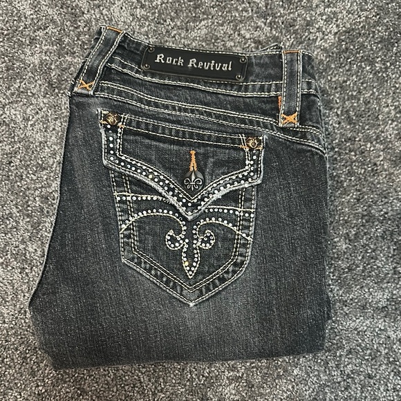 Rock Revival Black Jeans with Intricate Back Design - Picture 1 of 3